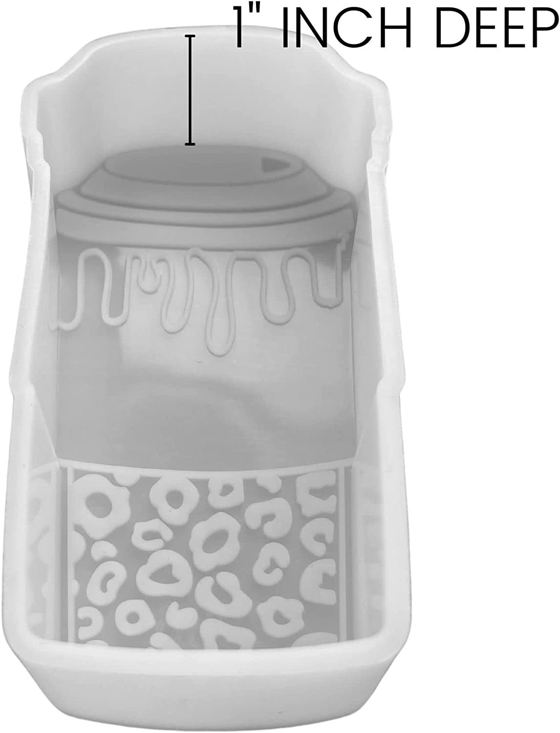 Coffee Cup with Leopard Silicone Freshie Mold | Size 2.25" Wide x 5" Long x 1" Deep | Coffee with Drip Design for Freshie, Soap, Resin, or Candles