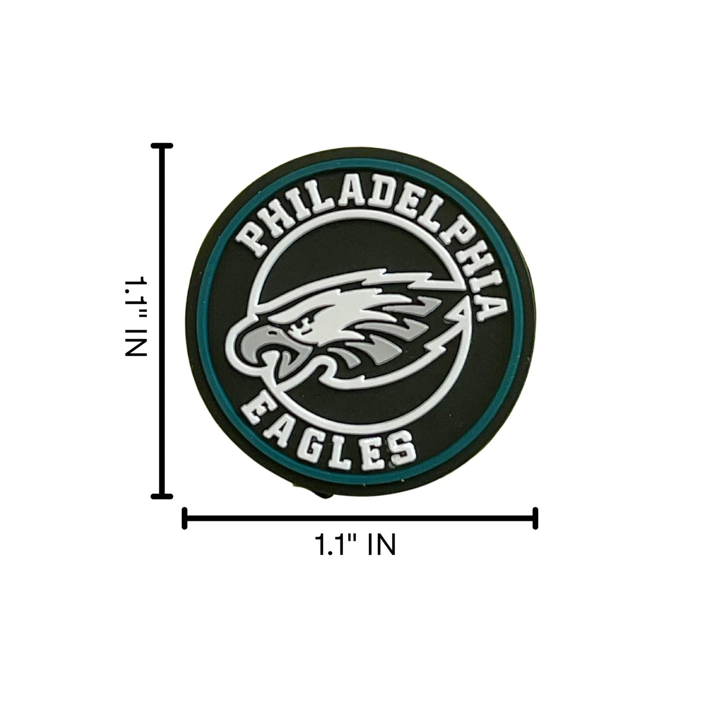 Philadelphia Focal Bead Sports Football Shaped 12pk 1.1” for Bulk Keychains Silicone Charm Beadable Pens Freshie Hangers Logo Circle Super