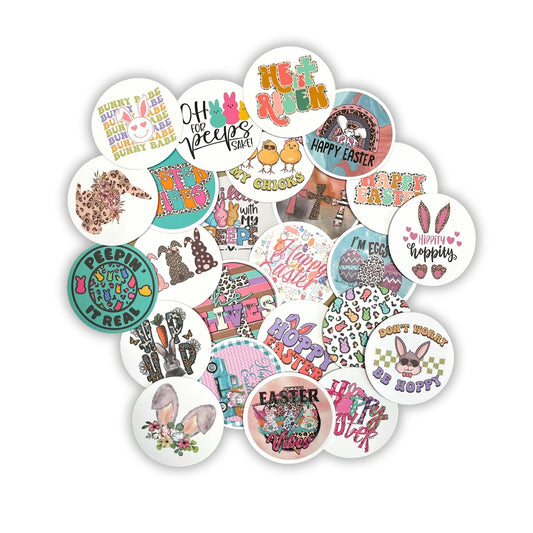 Easter Round Cardstock Freshie Cut Out Circles 2.5” | 24 pk Mixed | Bunny Peeple He is Risen Holiday Designs for Silicone Molds Circle for Resurrection Day Car Freshie