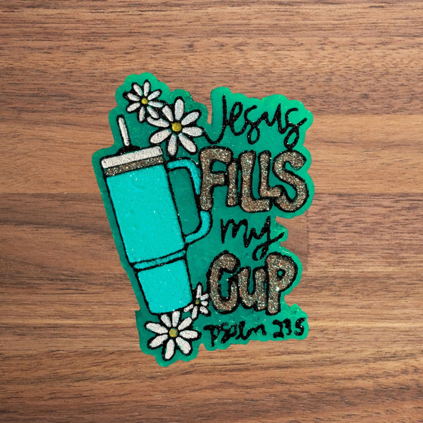 Jesus Fills My Cup Psalms 23:5 Tumbler Cup Flowers Silicone Freshie Mold 3.5x4.2” Christian Religious Bible Verse Car Candle for Aroma