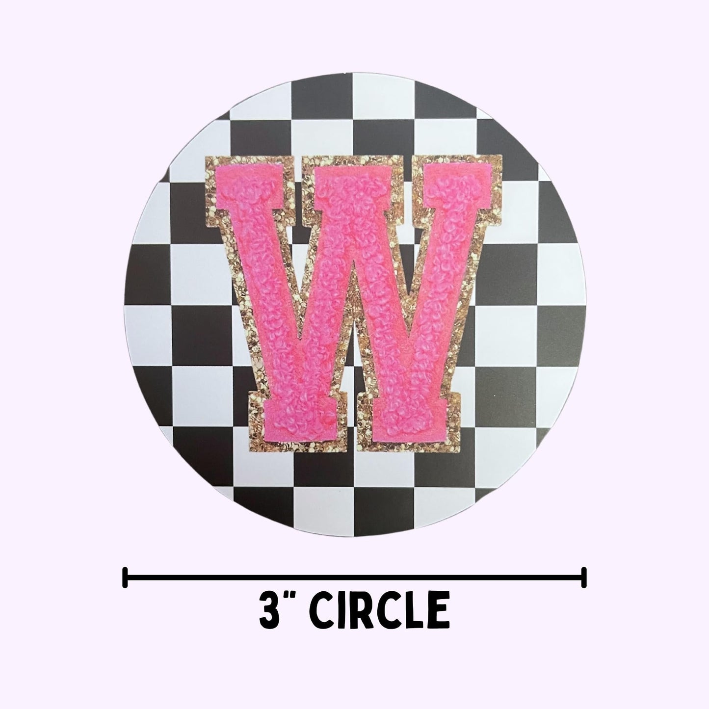 Chenille Letter Freshie Cardstock Cutout Rounds | 26 pk 3” inch Circle Checkered Mix Silicone Molds Assorted Bulk Millennial Boujee Alphabet Teacher, Nurse, Initials