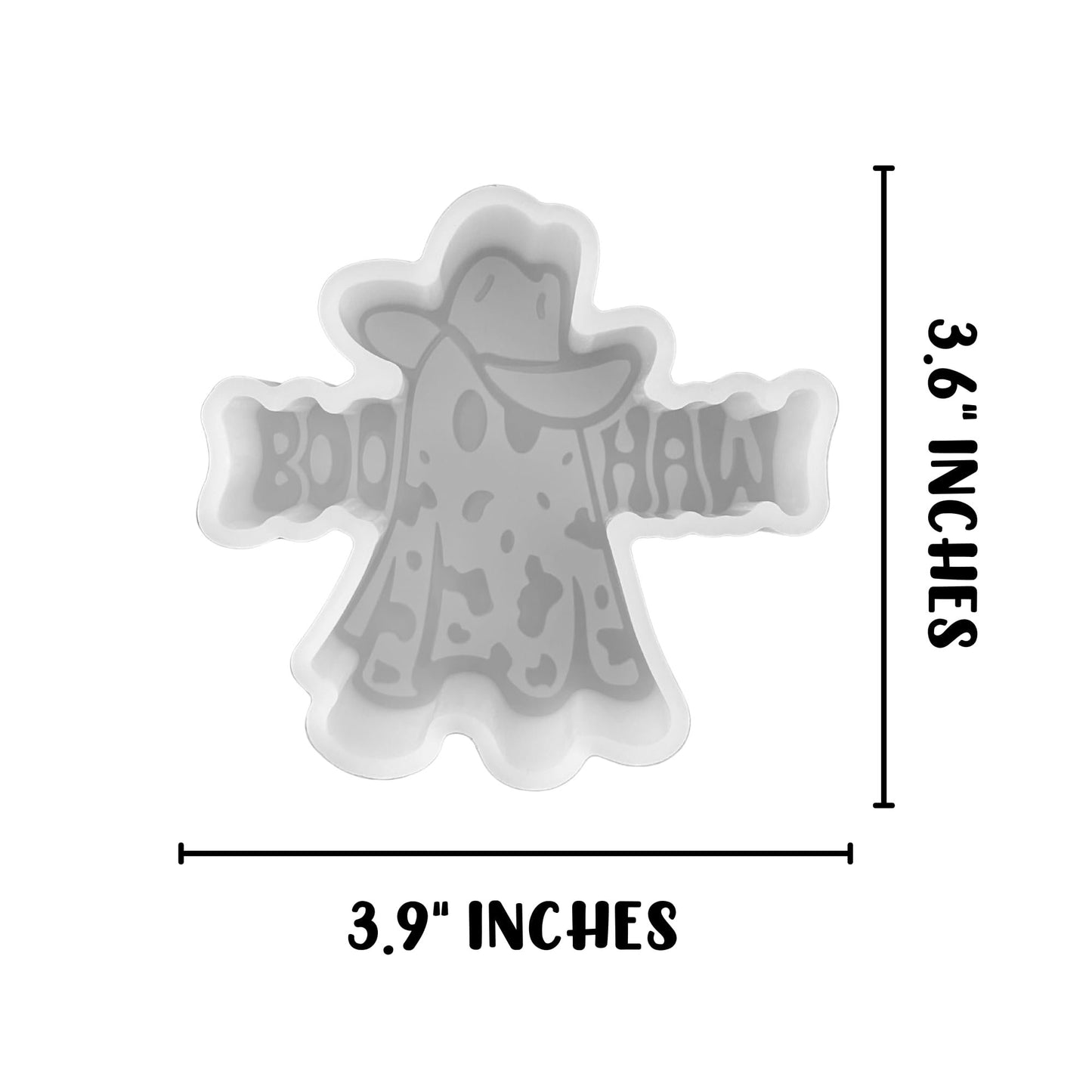 Boo Haw Ghost Cowboy Hat Silicone Car Freshie Mold 3.9x3.8x0.8” Halloween Spooky Country Western DIY Aroma Scented Beads Oven Safe