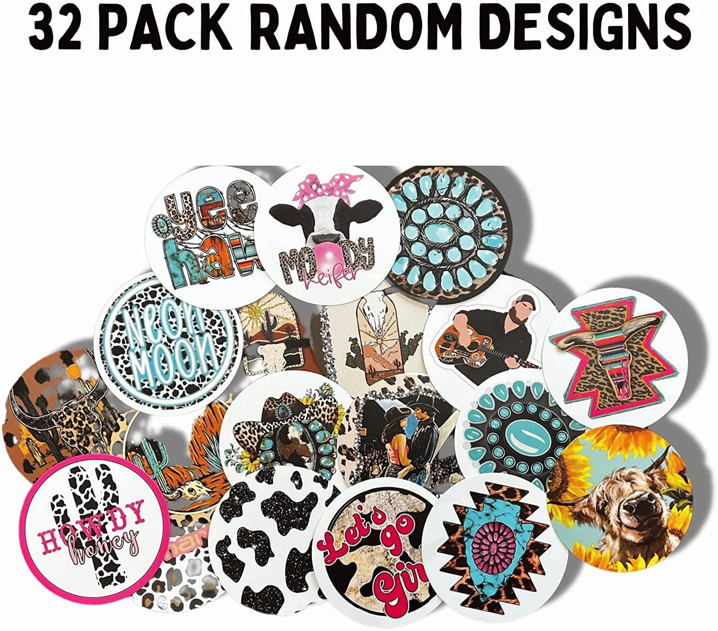 Freshie Cardstock Cutouts Rounds 3” inch for Freshies Random Mix | 32 pk | For Scented Aroma Beads Bake with Mold for Car Freshie Designs, Western, Cow, Leopard, Aztec, Howdy, Bull Skull