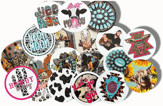 Freshie Cardstock Cutouts Rounds 3” inch for Freshies Random Mix | 32 pk | For Scented Aroma Beads Bake with Mold for Car Freshie Designs, Western, Cow, Leopard, Aztec, Howdy, Bull Skull