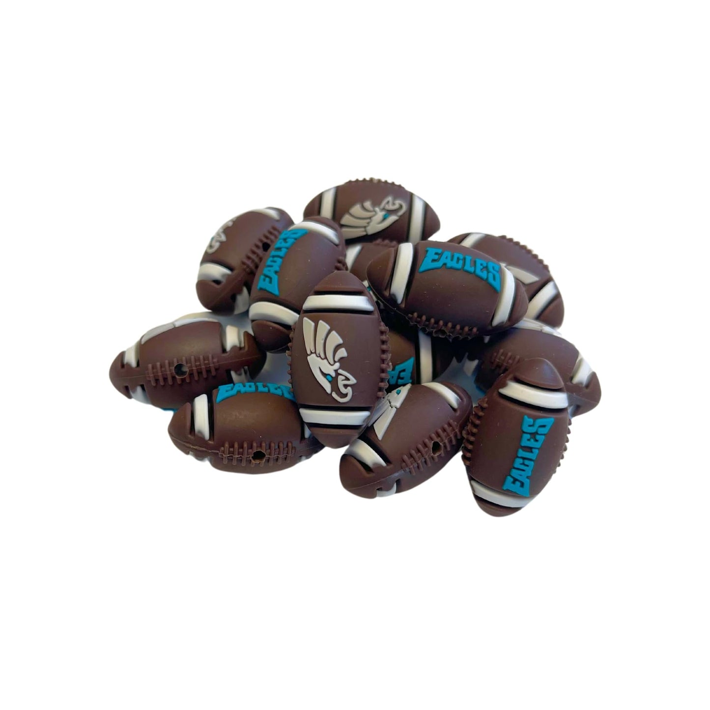 Philadelphia Focal Bead Sports Football Shaped 12pk 1.16” for Bulk Keychains Silicone Charm Eagle Beadable Pens Freshie Hangers Jewelry Assorted
