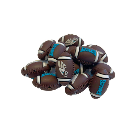 Philadelphia Focal Bead Sports Football Shaped 12pk 1.16” for Bulk Keychains Silicone Charm Eagle Beadable Pens Freshie Hangers Jewelry Assorted