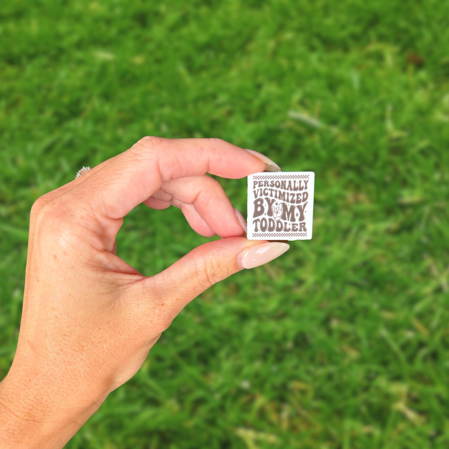 Personally Victimized by My Toddler Square Silicone Focal Bead 12pk 2.7cm for Beadable Pen Keychain Mama Bear Freshie Hanger