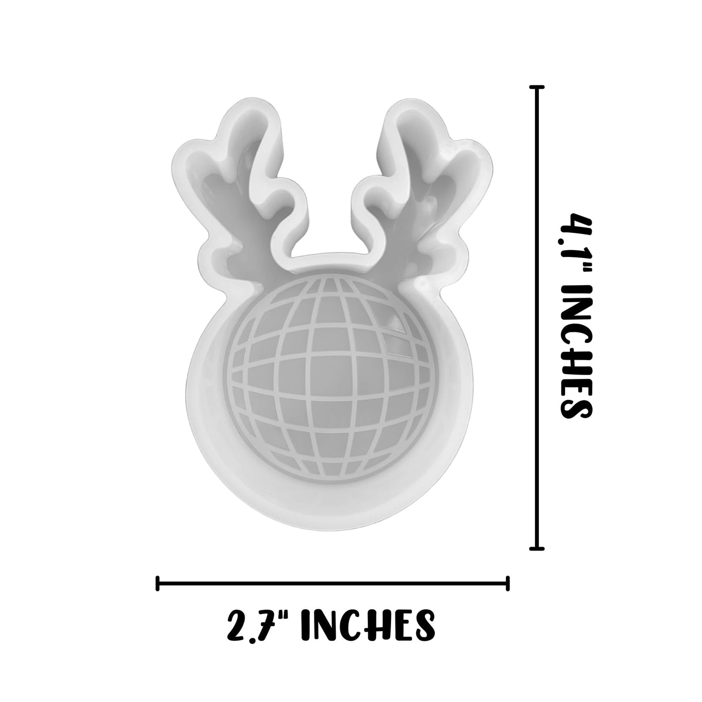 Reindeer Antler Disco Ball Christmas Rudolf Car Freshie Silicone Mold 2.7x4.1x0.8” Gnome Nutcracker Aroma Beads Oven Safe Holiday