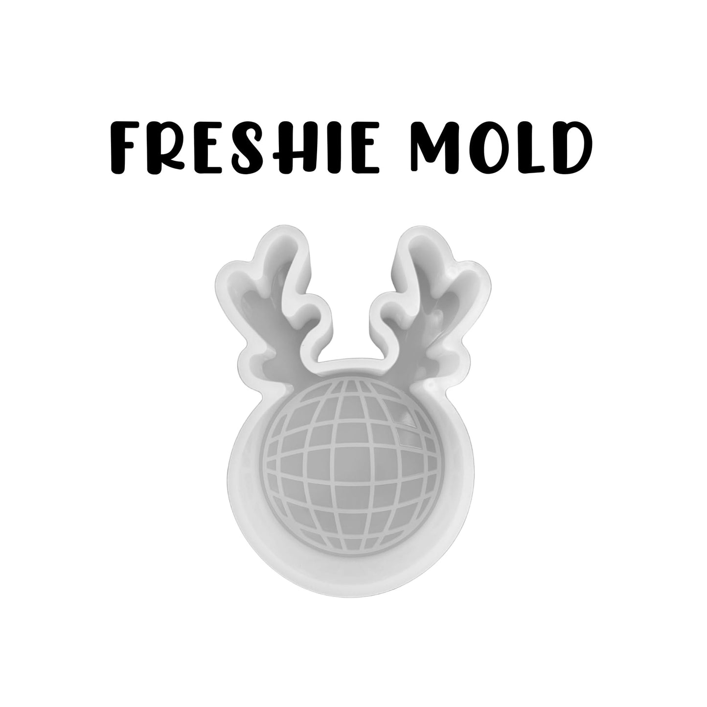 Reindeer Antler Disco Ball Christmas Rudolf Car Freshie Silicone Mold 2.7x4.1x0.8” Gnome Nutcracker Aroma Beads Oven Safe Holiday