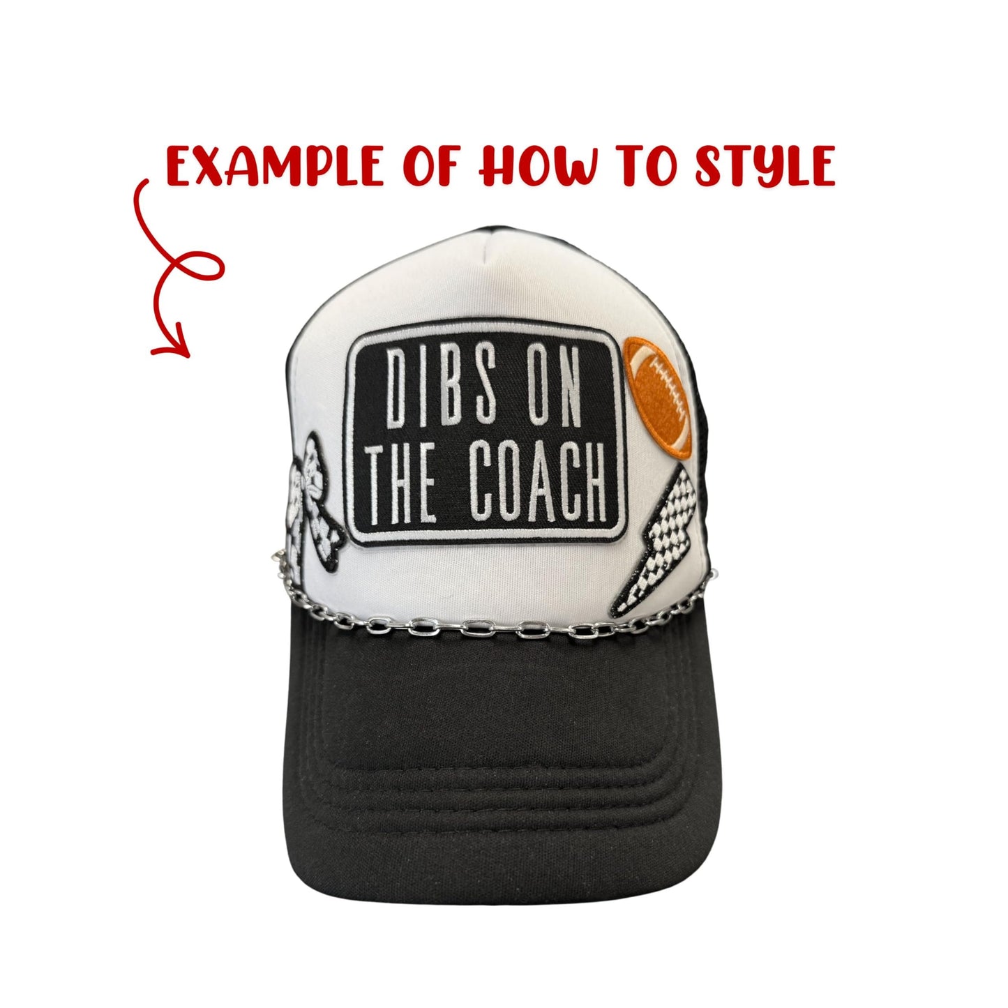 Dibs on the Coach Press On Patch Embroidered for Hat Bar 1pk 3.5x2.4” Rectangle Bundle Football Sports Moms Transfer Heat Press Black and White