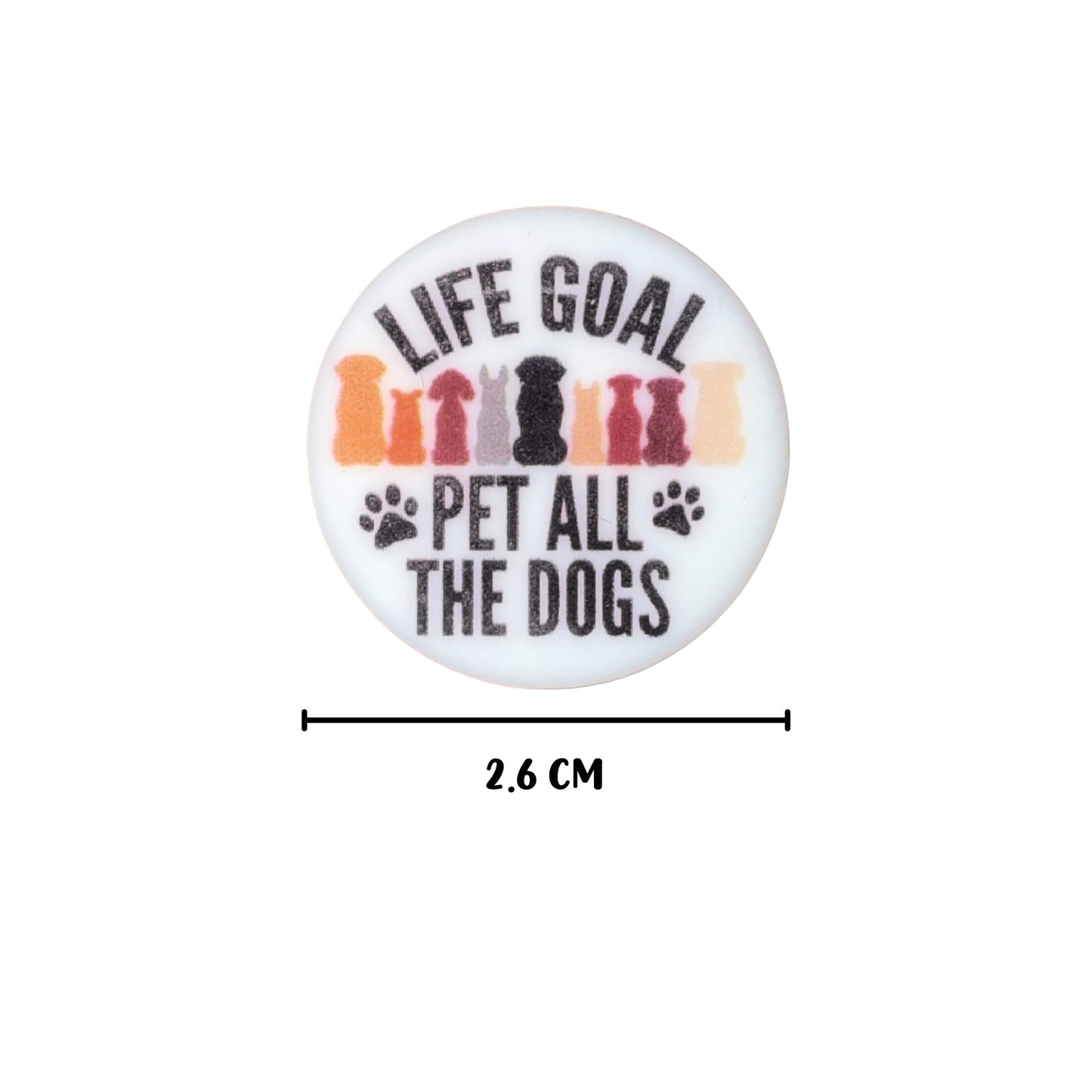 Life Goal Pet All The Dogs Circle Silicone Focal Bead 12pk 2.6 cm Dog Mom Animal Lover Beadable Pen Keychain Freshie Hanger Dachshund