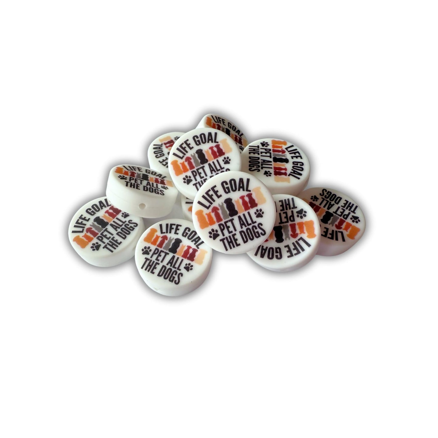 Life Goal Pet All The Dogs Circle Silicone Focal Bead 12pk 2.6 cm Dog Mom Animal Lover Beadable Pen Keychain Freshie Hanger Dachshund