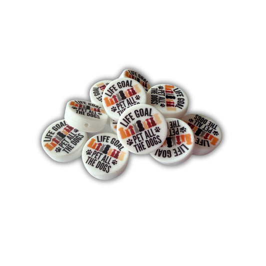 Life Goal Pet All The Dogs Circle Silicone Focal Bead 12pk 2.6 cm Dog Mom Animal Lover Beadable Pen Keychain Freshie Hanger Dachshund