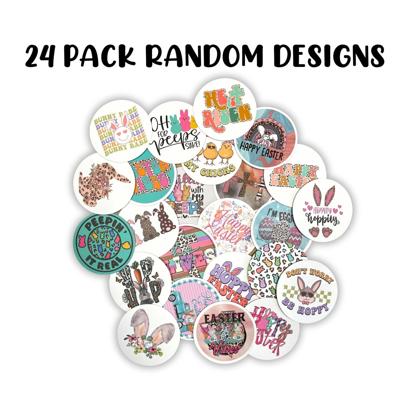 Easter Round Cardstock Freshie Cut Out Circles 2.5” | 24 pk Mixed | Bunny Peeple He is Risen Holiday Designs for Silicone Molds Circle for Resurrection Day Car Freshie