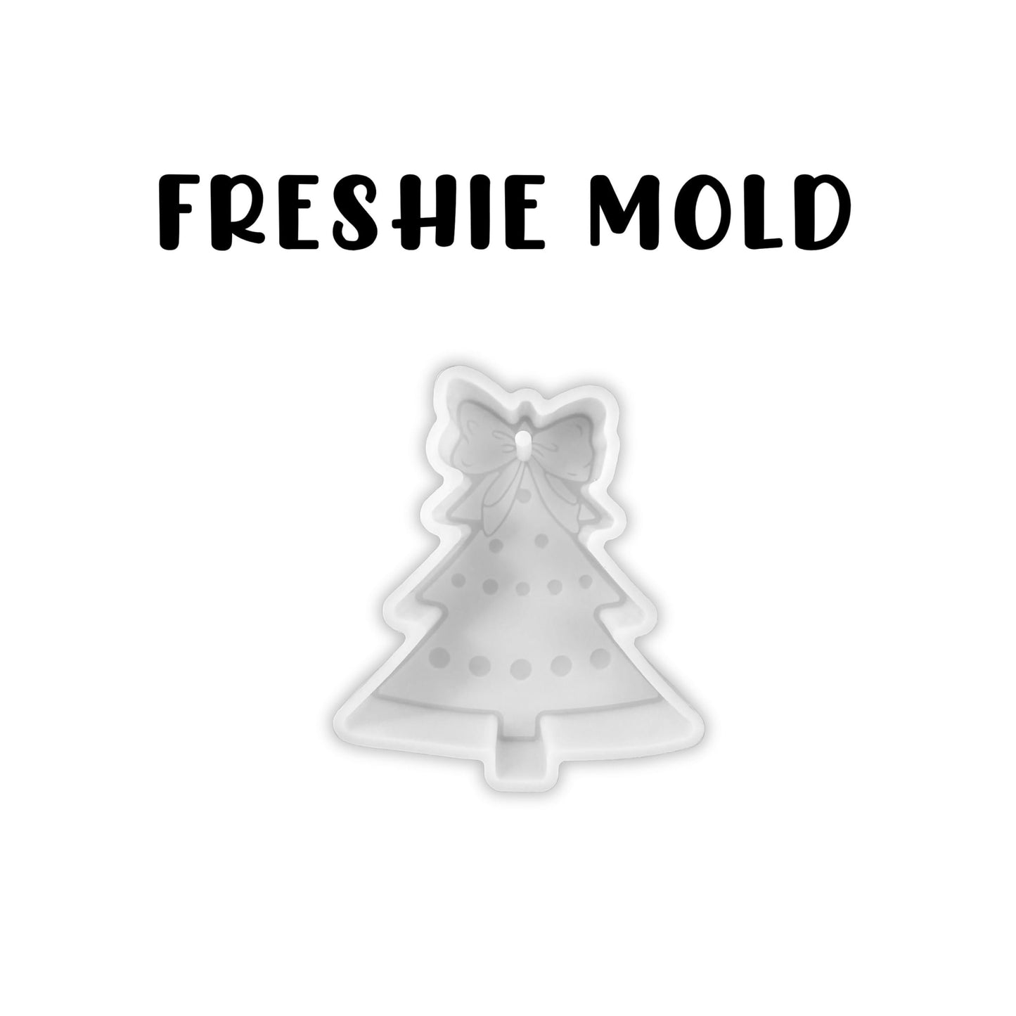 Christmas Tree with Bow Topper Silicone Freshie Mold 4.5x4” Treat Debbie Icing Car Candle Holiday Aroma Beads Oven Safe Winter