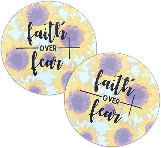 Sunflower Faith Over Fear Cardstock Cutouts for Freshies | 12 Pack | 3" Inch Circles | Freshie Supplies | Western Designs