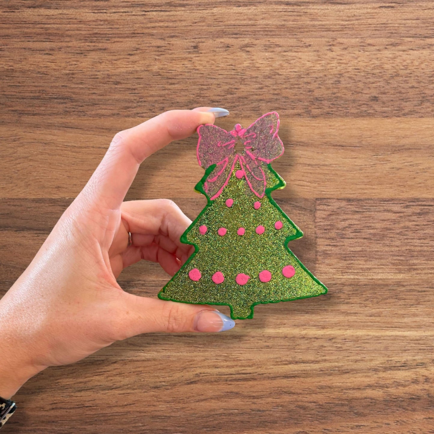 Christmas Tree with Bow Topper Silicone Freshie Mold 4.5x4” Treat Debbie Icing Car Candle Holiday Aroma Beads Oven Safe Winter