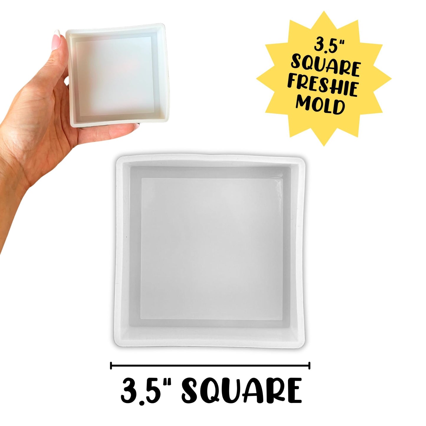 3.5” Inch Square Freshie Mold + 34 pcs Cardstock Cut Outs Mixed Pack Aroma Beads Care Instructions Cutouts for Freshies 2 pcs Pack
