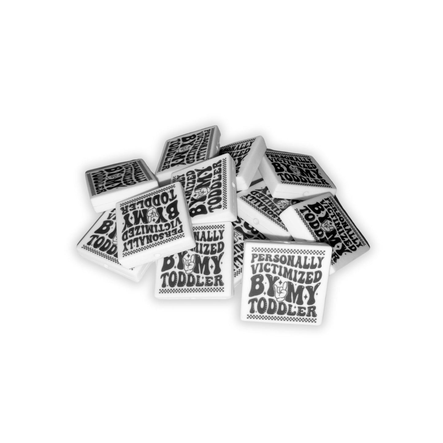 Personally Victimized by My Toddler Square Silicone Focal Bead 12pk 2.7cm for Beadable Pen Keychain Mama Bear Freshie Hanger