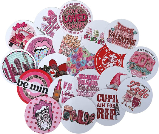 Valentine’s Day Round Cardstock Freshie Cut Out Circles 2.5” | 12 pk mixed | Hearts Love Valentine Conversation for Silicone Molds Circle for Valentines Day Car Freshie