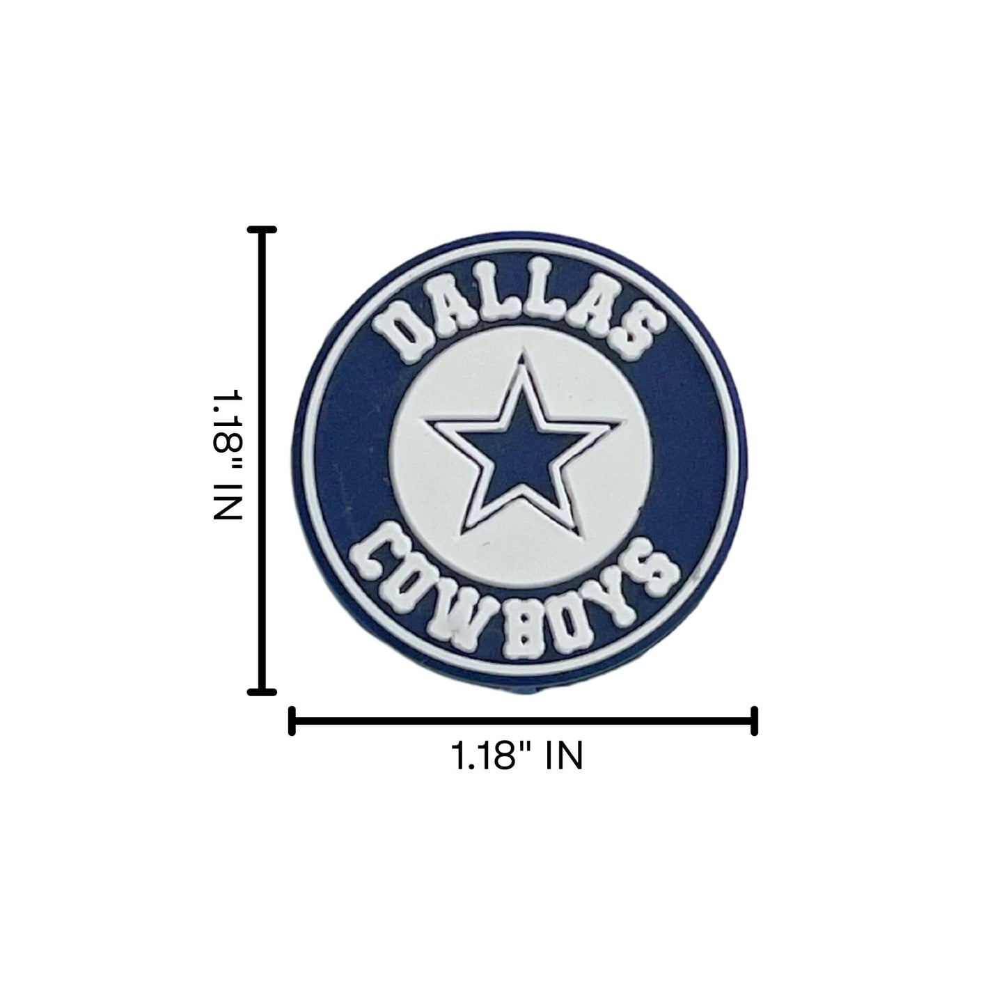 Dallas Focal Bead Sports Football Logo 12pk 1.18” for Bulk Keychains Silicone Charm Cowboy Beadable Pens Freshie Hangers Blue and Silver