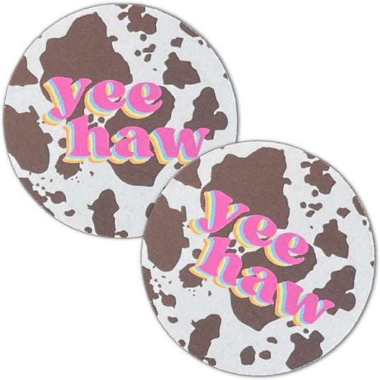 YeeHaw Cowhide Print Cardstock Cutouts for Freshies | 12 Pack | 2.5" Inch Circles | Freshie Supplies | Western Designs