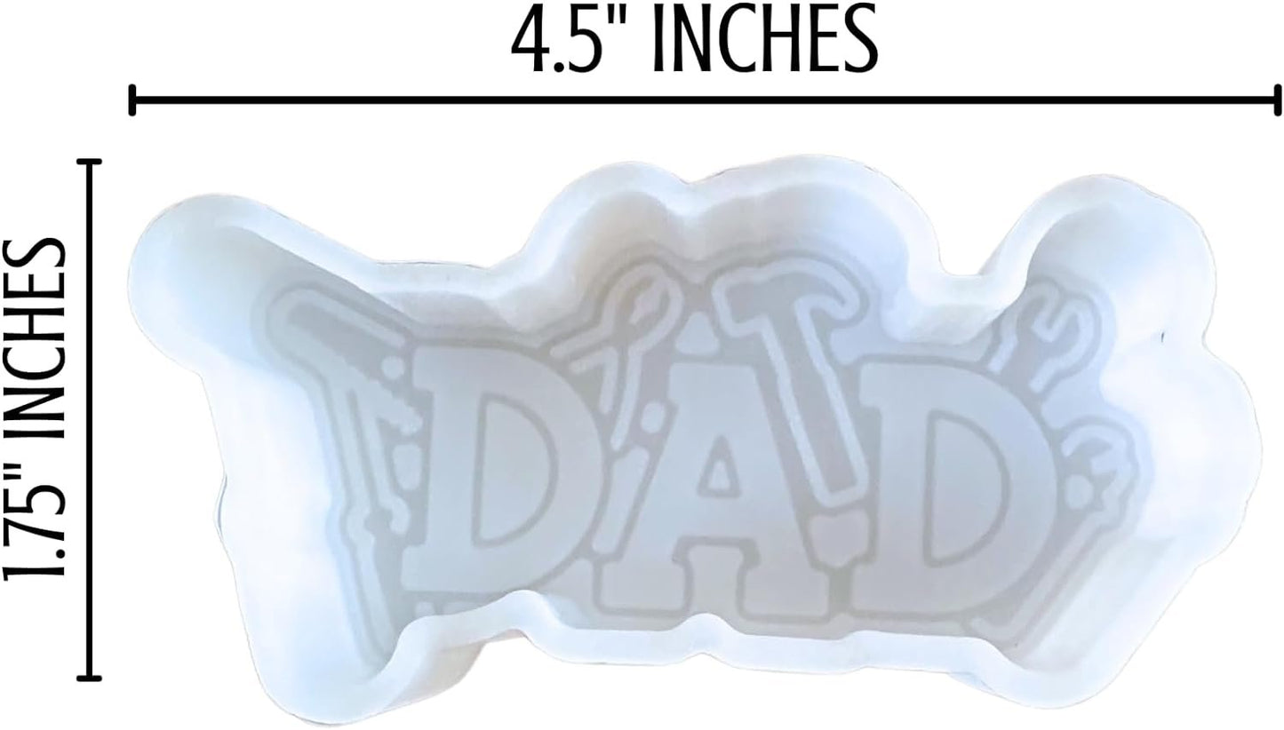 Dad with Tools Freshie Silicone Mold 1.75 x 4.5 x 0.8” Fathers Day Daddy Gift Scented Aroma Beads Supplies Resin, Car Candles, Soap Oven Safe Bake Heat Resistant to 400 F