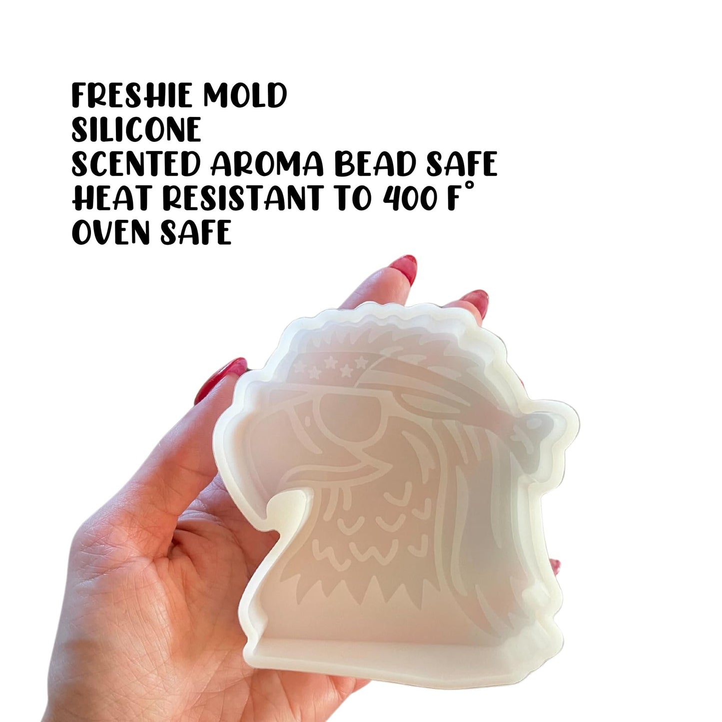 Eagle with American Flag Bandana Silicone Car Freshie Mold 3.9x4.2x0.8” Patriotic Manly for Men Veteran Military 4th of July Aroma Beads