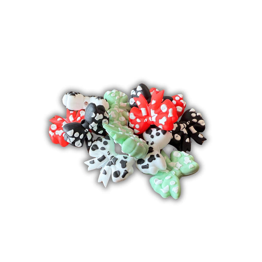 Bow Cow Print 3D Silicone Focal Beads 12 Mixed Assorted Pack 2.5cm for Beadable Pens Keychains Freshie Hangers Bulk Mama