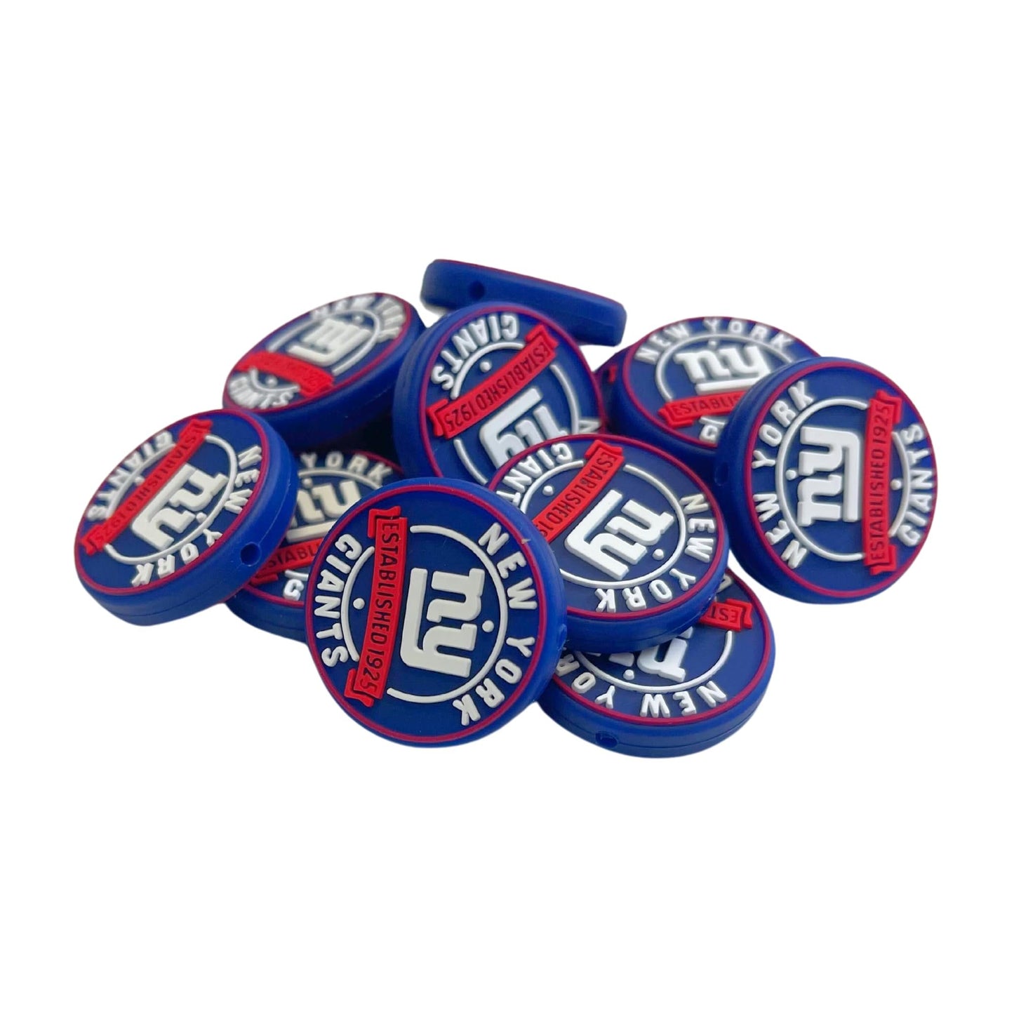 Lashicorn New York Focal Bead Sports Football Shaped 12pk 1.1” for Bulk Keychains Silicone Charm NY Beadable Pens Freshie Hangers Pro Game Day