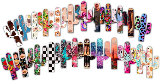 Cactus Freshie Cardstock Cutouts 4.8x2.8” | 24 pk Mixed design, Scented Aroma Oil Resistant Oven Bake Safe with Large Cactus Shaped Silicone Car Freshener