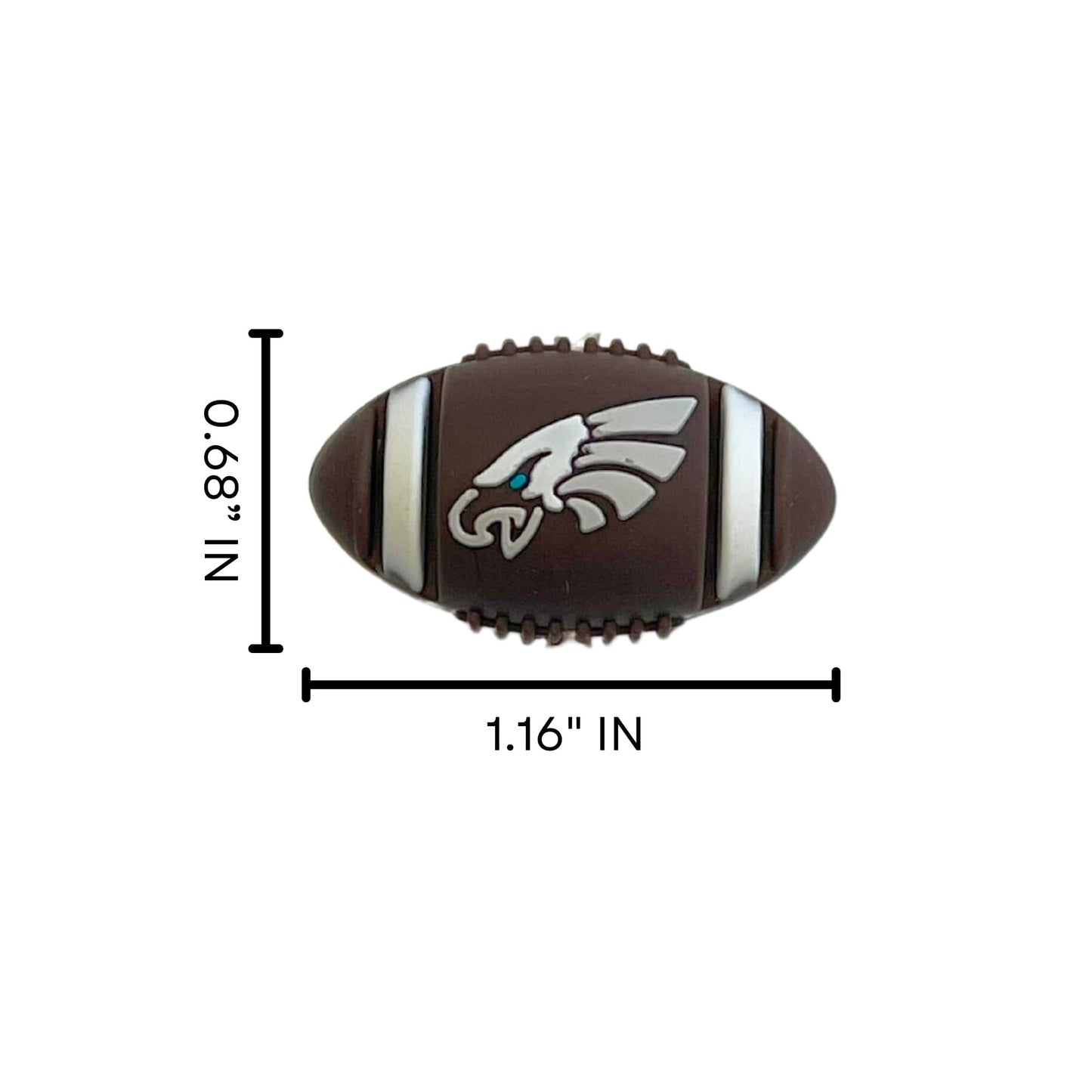 Philadelphia Focal Bead Sports Football Shaped 12pk 1.16” for Bulk Keychains Silicone Charm Eagle Beadable Pens Freshie Hangers Jewelry Assorted