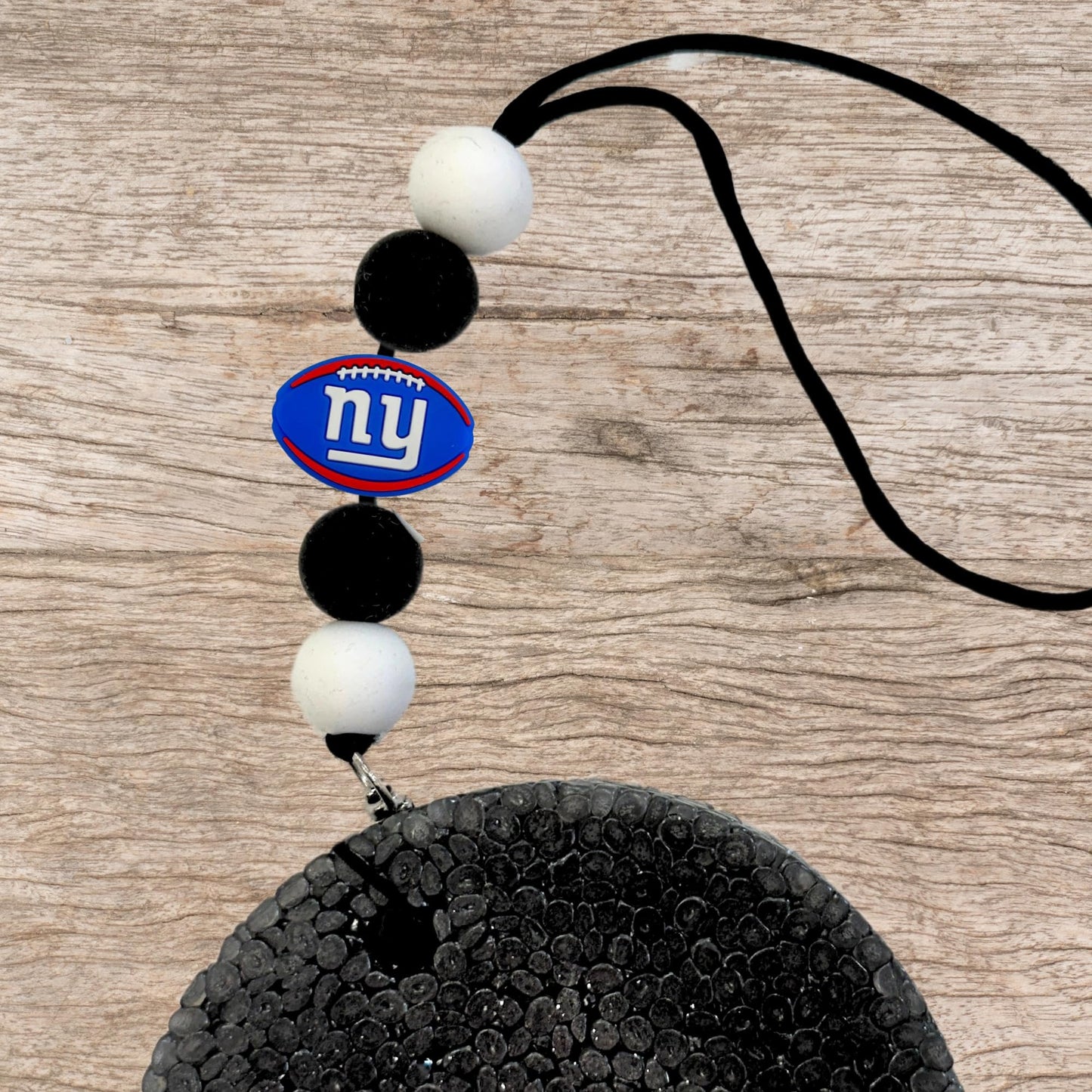 New York Focal Bead Sports Football Shaped 12pk 1.17” for Bulk Keychains Silicone Charm Giant Beadable Pens Freshie Hangers Logo Game Day Blue