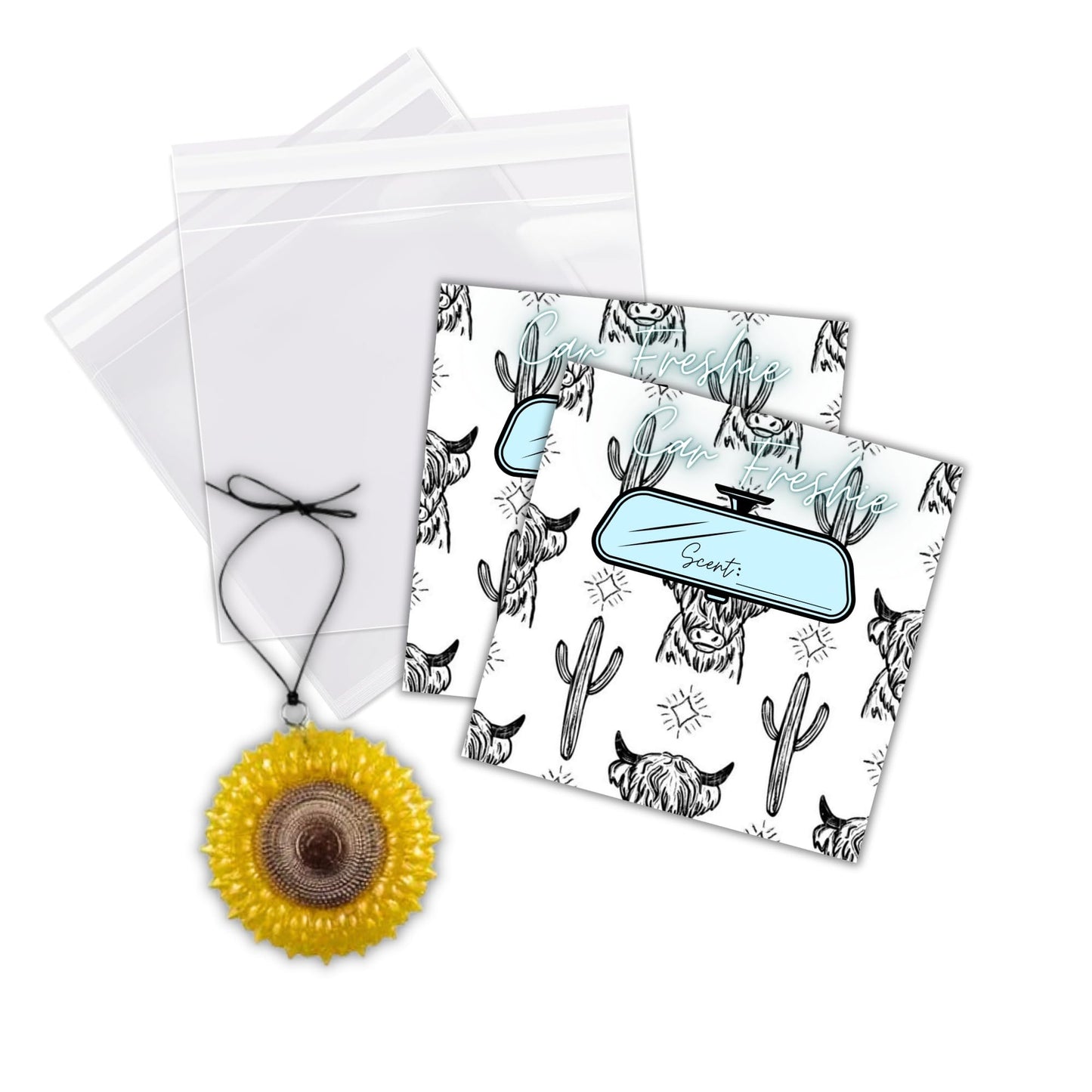 Freshie Bag Cardstock Insert 30pk 5.6x5.6” Ideal for 6” Square Holographic Bags Western Country Rounds Packaging with Care Instructions for Client Cards