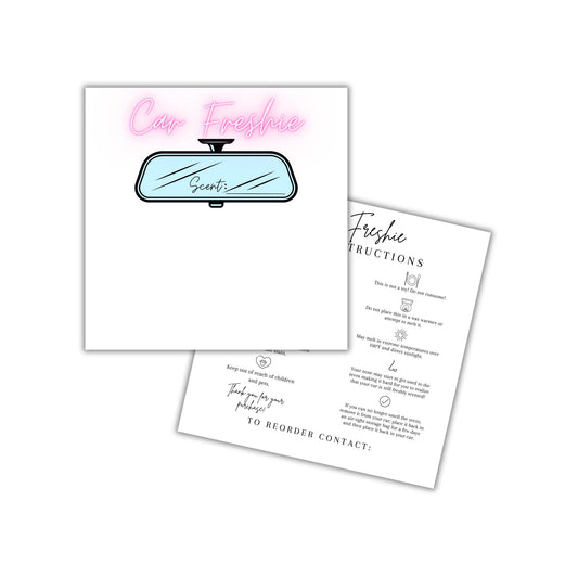 Freshie Bag Cardstock Insert 30pk 5.6x5.6” Ideal for 6” Square Holographic Bags White Minimalist Rounds Packaging with Care Instructions for Client Cards