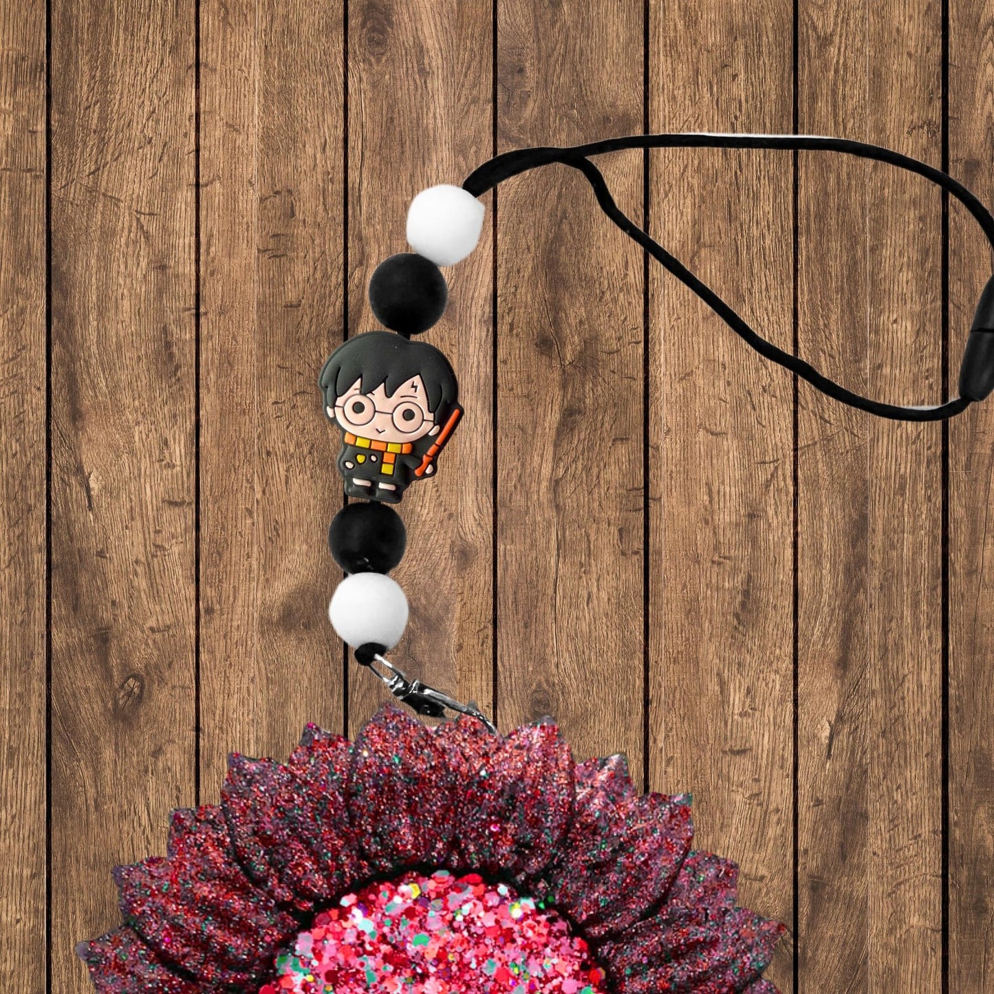 Wizard Boy Silicone Focal Bead 12pk Bulk 3cm Magical World Wand Book Character Hog Lightening Bolt Pott for Beadable Pens Keychains Freshie Hangers