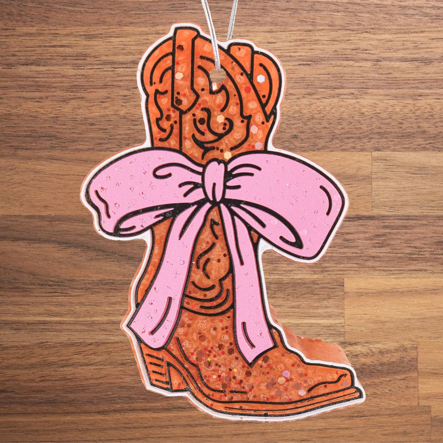 Cowboy Boot with Bow Silicone Car Freshie Mold 5x3.25” Country Girl Bachelorette Truck Driving Mom for Aroma Beads Oven Safe