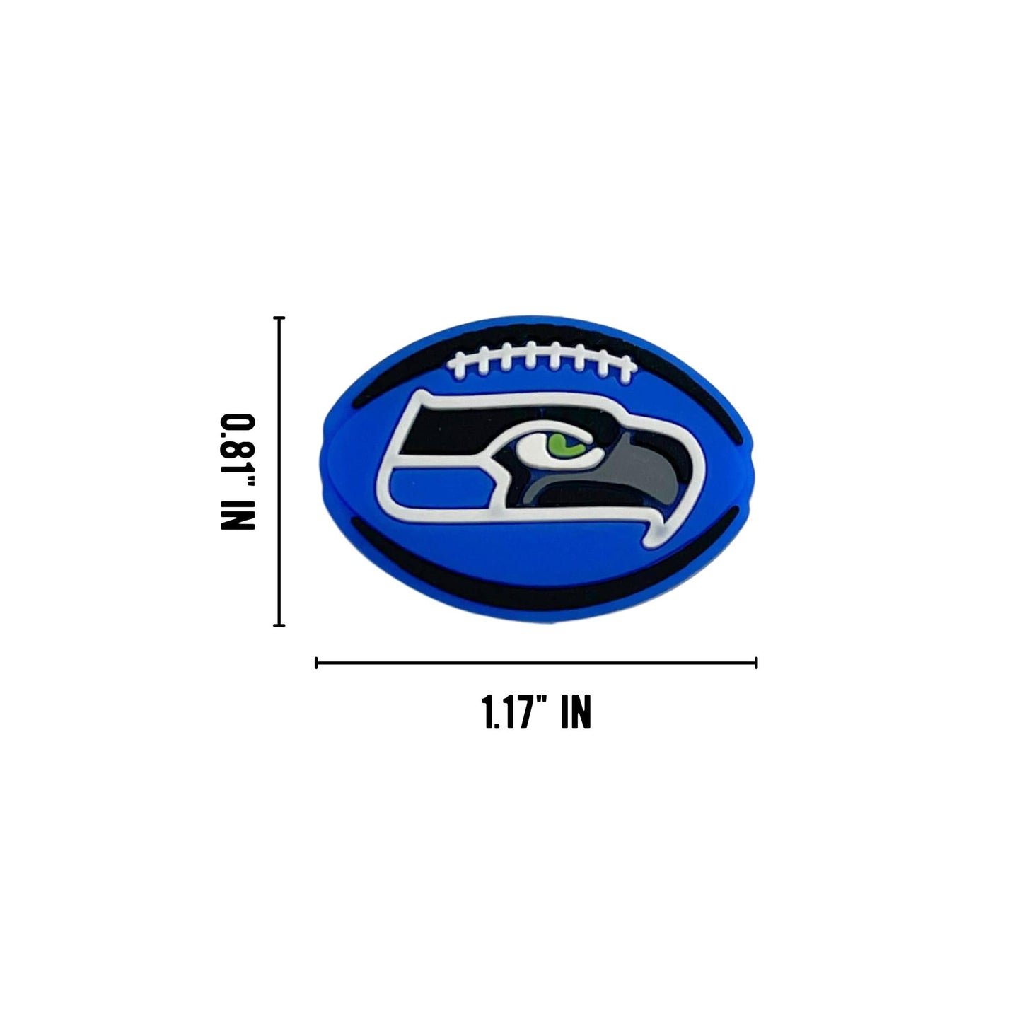 Seattle Focal Bead Sports Football 12pk 1.17” for Bulk Keychains Silicone Charm Sea Beadable Pens Freshie Hawk Hangers Logo Game Day Green Blue