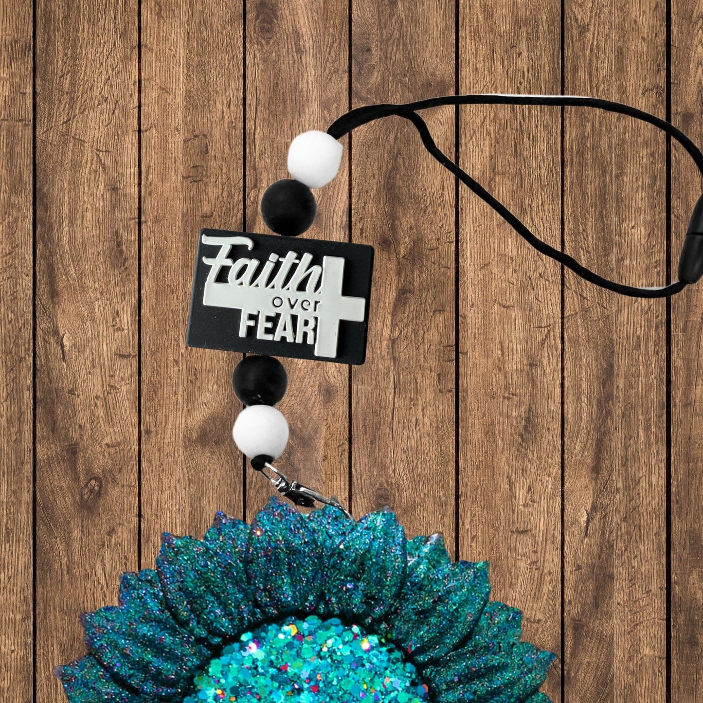 Faith Over Fear Rectangle Silicone Focal Bead 12pk 3x2cm 6pc Each Color Bible Verse Christian Encouragement for Beadable Pen Keychain Freshie Hanger