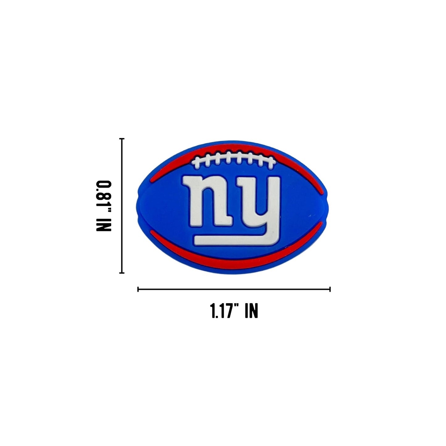 New York Focal Bead Sports Football Shaped 12pk 1.17” for Bulk Keychains Silicone Charm Giant Beadable Pens Freshie Hangers Logo Game Day Blue