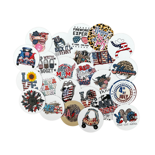 4th of July Freshie Cardstock Circles Cutouts Rounds  | 24 pk mixed