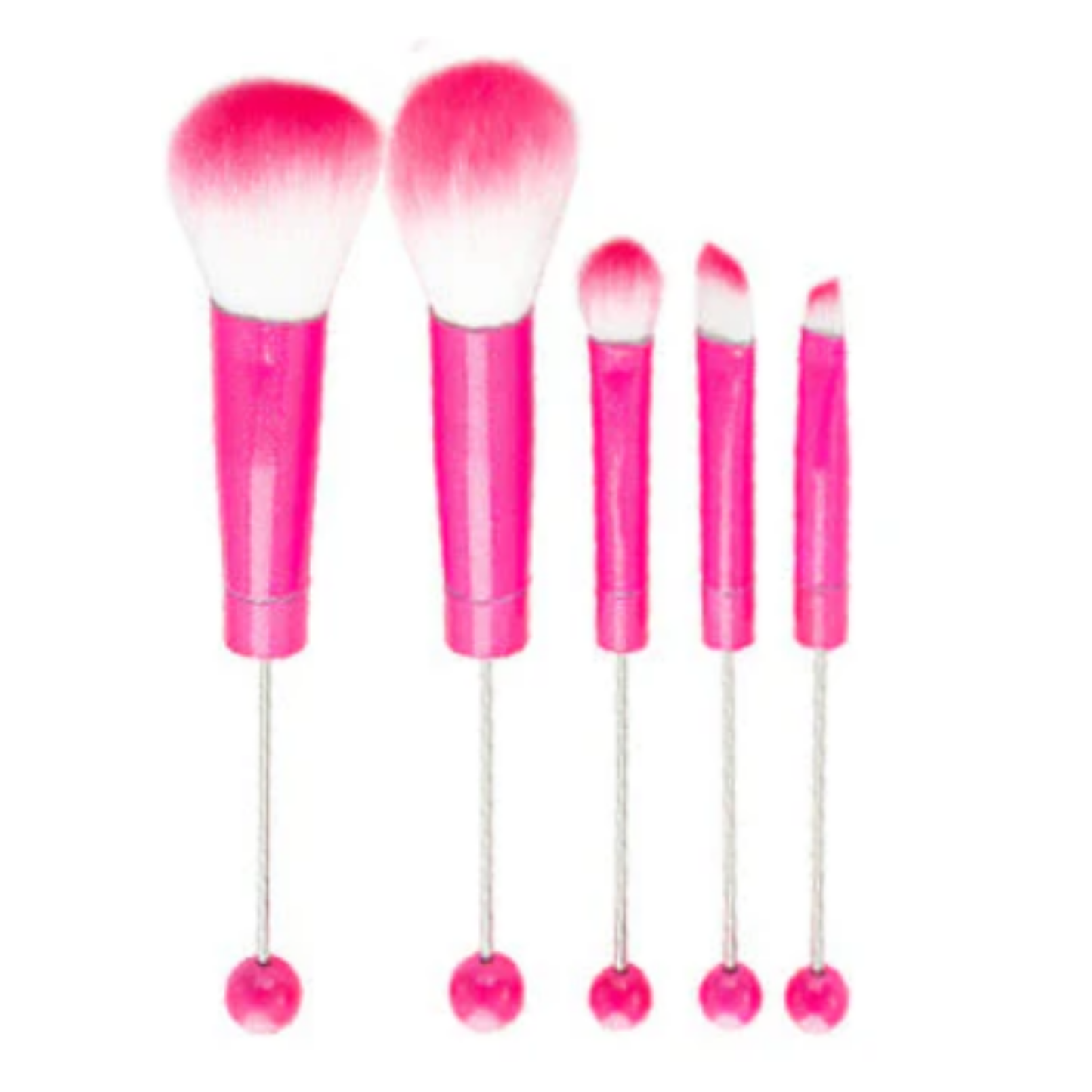 Hot Pink Beadable Makeup Brushes Set of 5