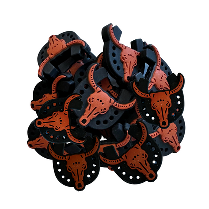 Horseshoe Focal Beads Silicone Longhorn Skull | 12 pk