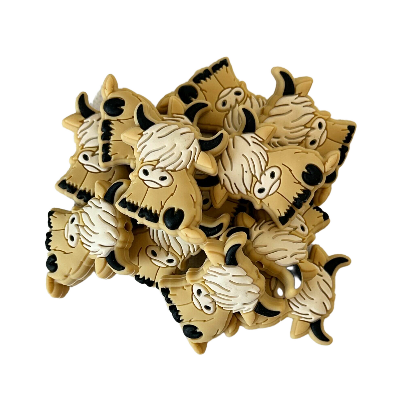 Highland Cow Silicone Bead- Lt Brown | 12 pk