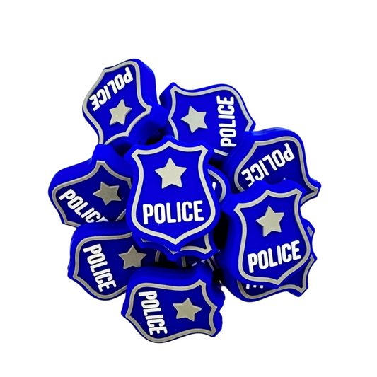 Police Badge Silicone Focal Bead | 12 Pack