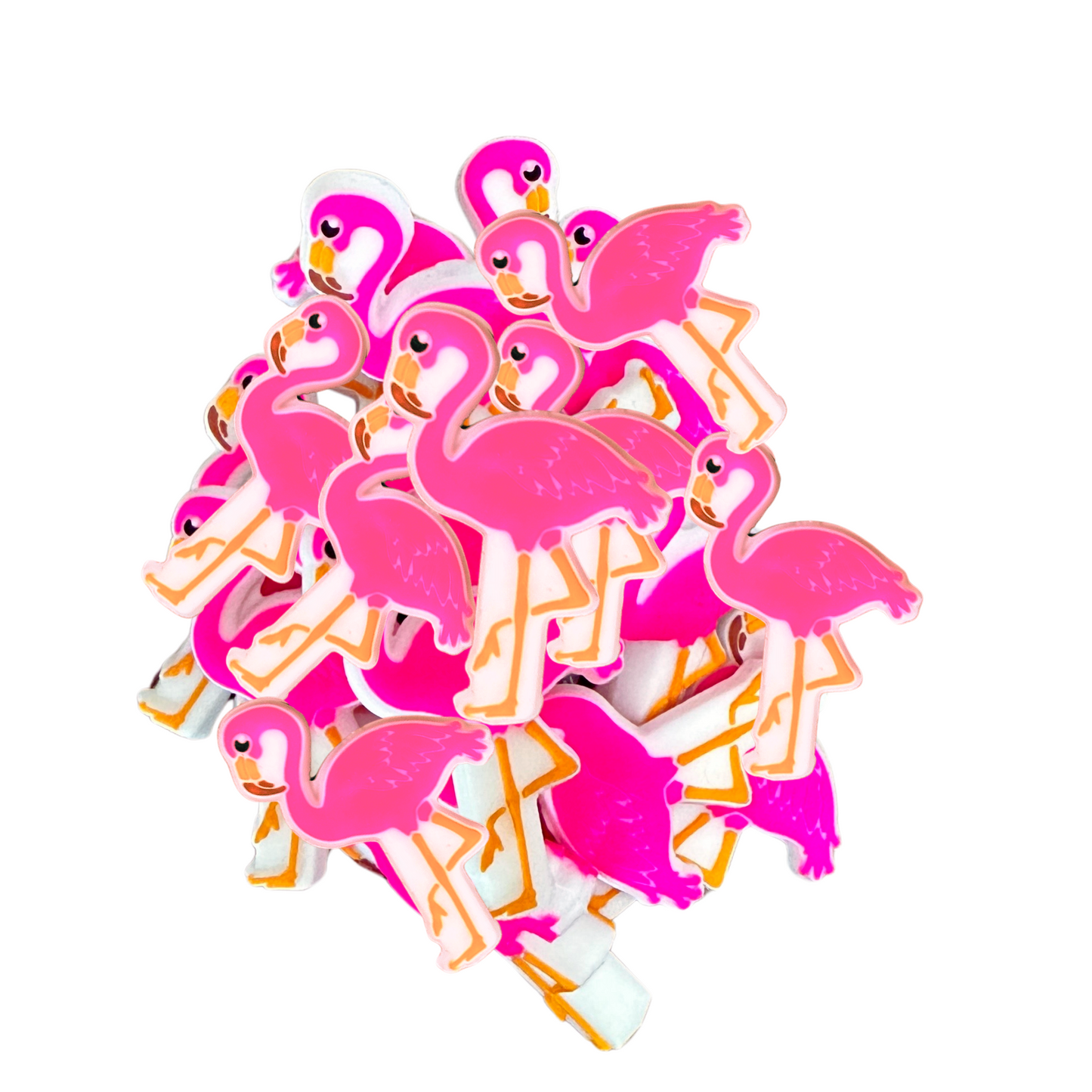 Pink Flamingo Silicone Focal Bead  | 12 Pack