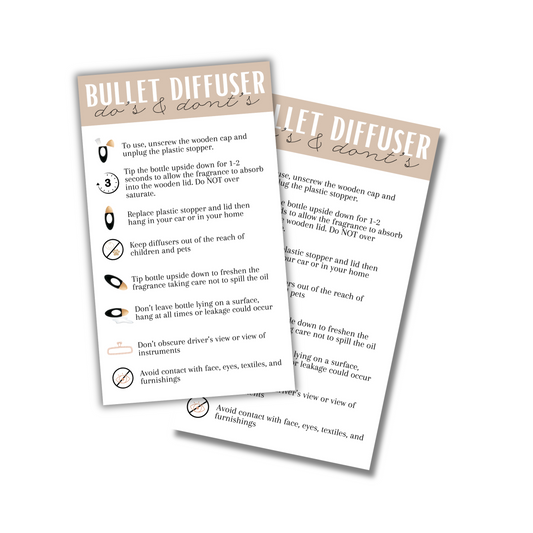 Bullet Car Oil Diffuser Freshie Care Instruction Card | 50 pk 2x3.5” - Brown