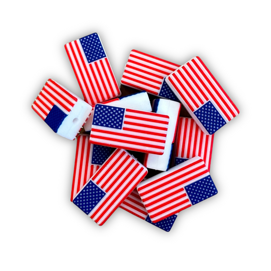 American Flag Silicone Focal Bead Set | 12 Pack