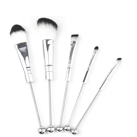 Silver Beadable Makeup Brushes | Set of 5