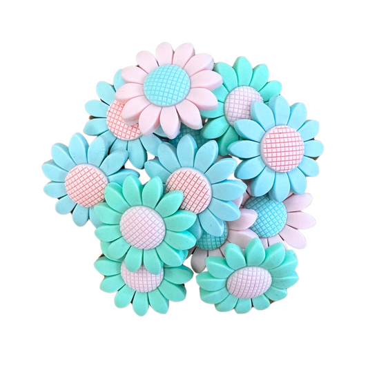 Daisy Flower Silicone Focal Bead Set | 12 Pc Mixed Pack